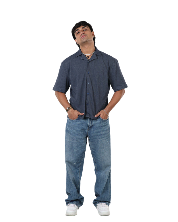 Bolt Gear Oversized Shirt – Navy Textured Edition