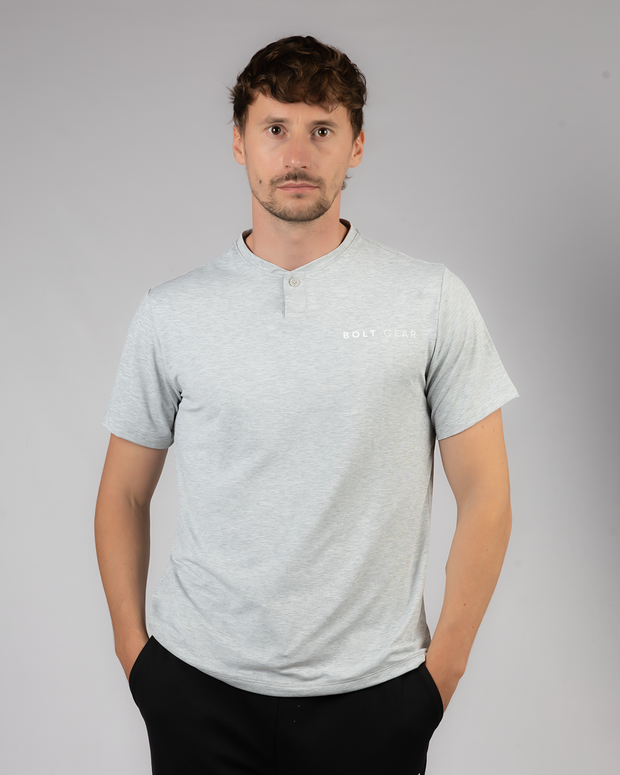 Bolt Gear Grey Button Neck Crew T-Shirt
