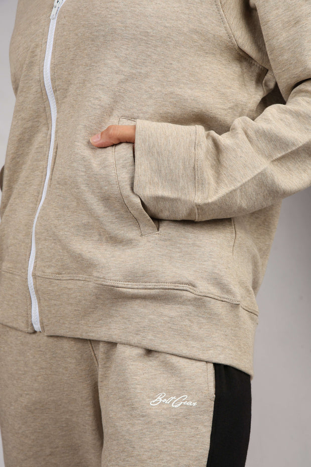Bolt Gear Beige Zip Hoodie