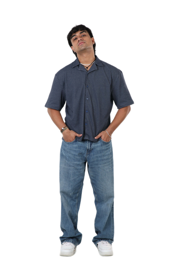 Bolt Gear Oversized Shirt – Navy Textured Edition