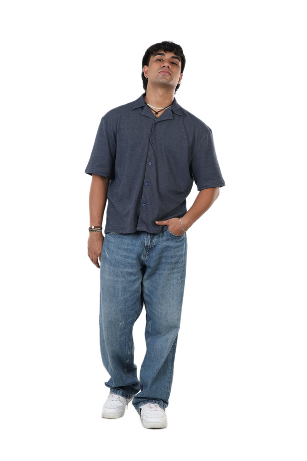 Bolt Gear Oversized Shirt – Navy Textured Edition